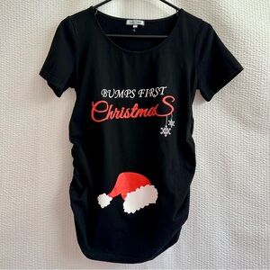 GINKANA Black Maternity Christmas Tee Women’s Medium Bump’s First Christmas NWOT